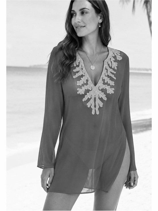 ANTONIO MELANI Other - ANTONIO MELANI Jeweled Sheer Swimsuit Coverup Tunic